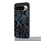 elite blue geometric back phone cover | glass case for google pixel 9 pro