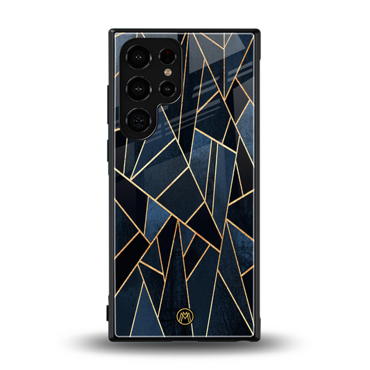 elite blue geometric back phone cover | glass case for samsung galaxy s24 ultra