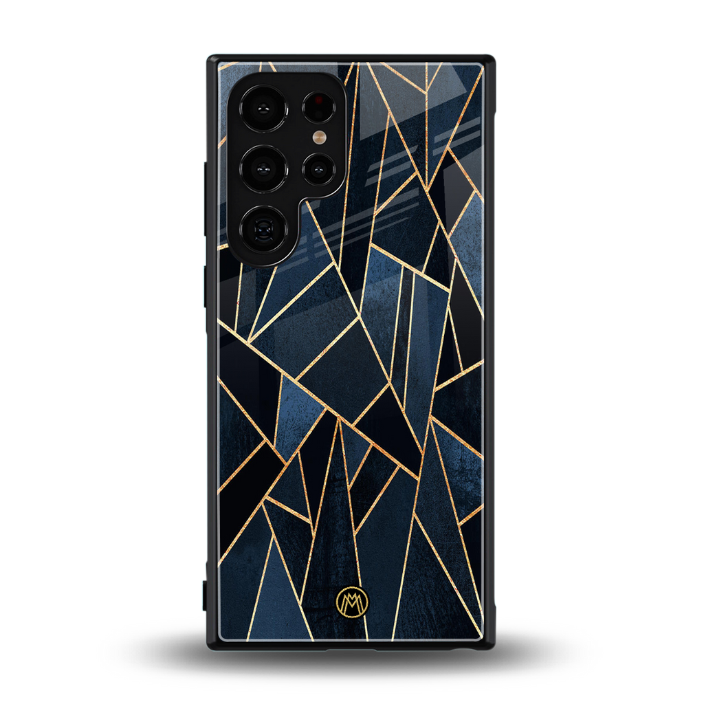 elite blue geometric back phone cover | glass case for samsung galaxy s23 ultra