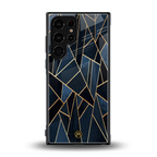 elite blue geometric back phone cover | glass case for samsung galaxy s23 ultra