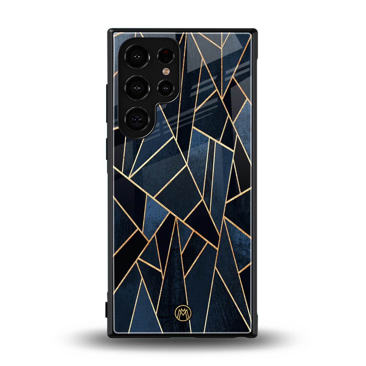 elite blue geometric back phone cover | glass case for samsung galaxy s23 ultra