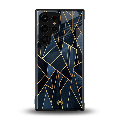 elite blue geometric back phone cover | glass case for samsung galaxy s23 ultra