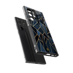 elite blue geometric back phone cover | glass case for samsung galaxy s23 ultra