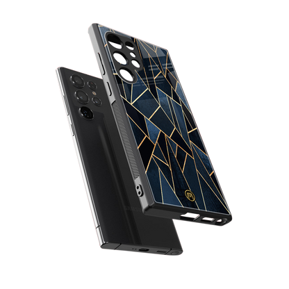 elite blue geometric back phone cover | glass case for samsung galaxy s23 ultra