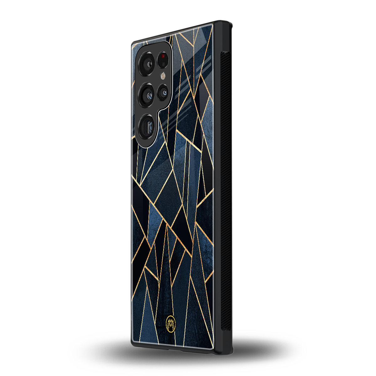 elite blue geometric back phone cover | glass case for samsung galaxy s24 ultra