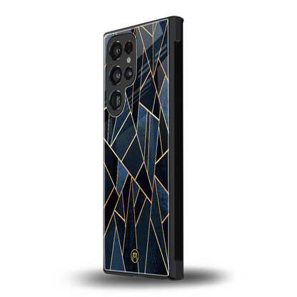 elite blue geometric back phone cover | glass case for samsung galaxy s24 ultra