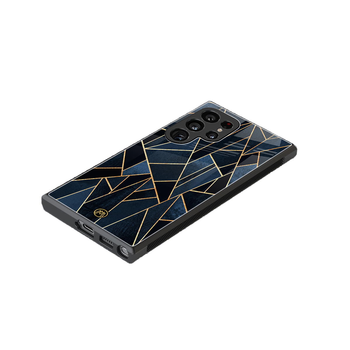 elite blue geometric back phone cover | glass case for samsung galaxy s23 ultra