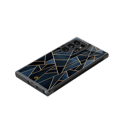 elite blue geometric back phone cover | glass case for samsung galaxy s23 ultra
