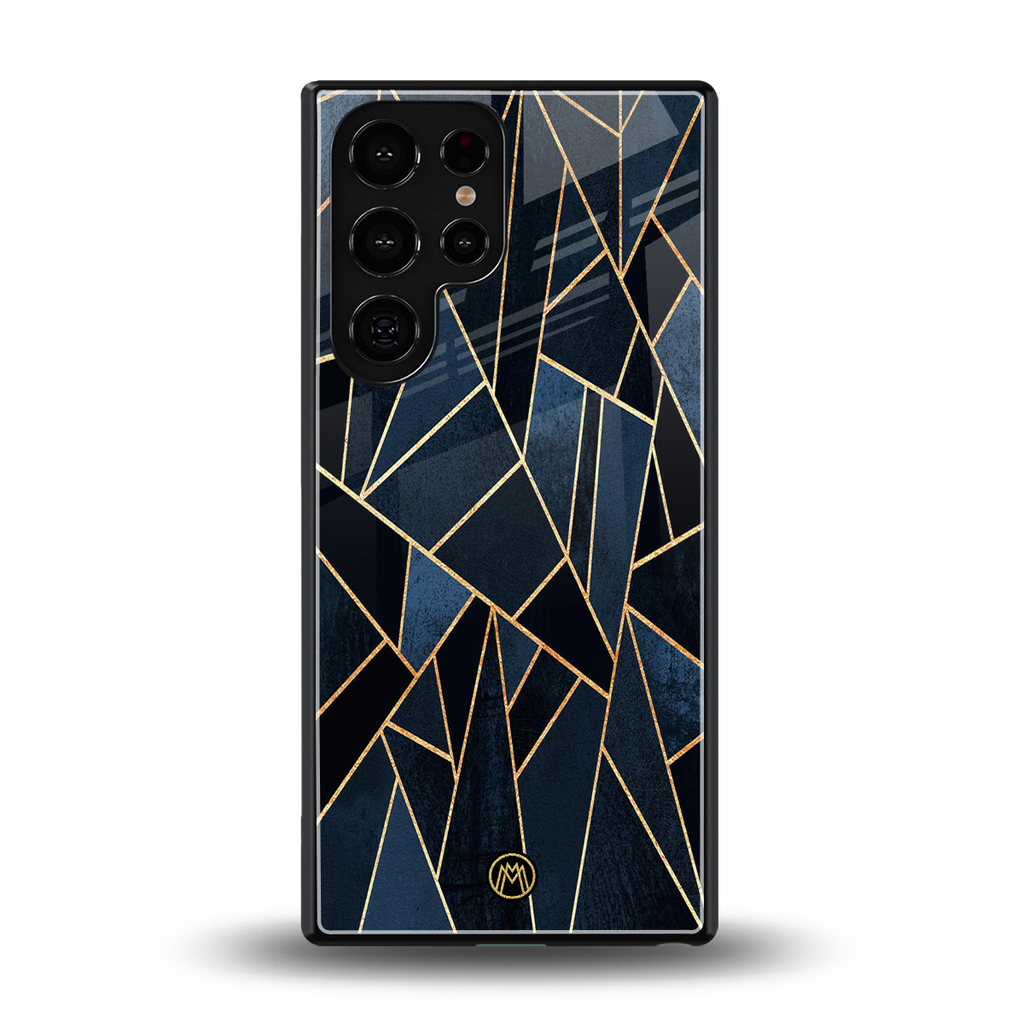 elite blue geometric back phone cover | glass case for samsung galaxy s25 ultra