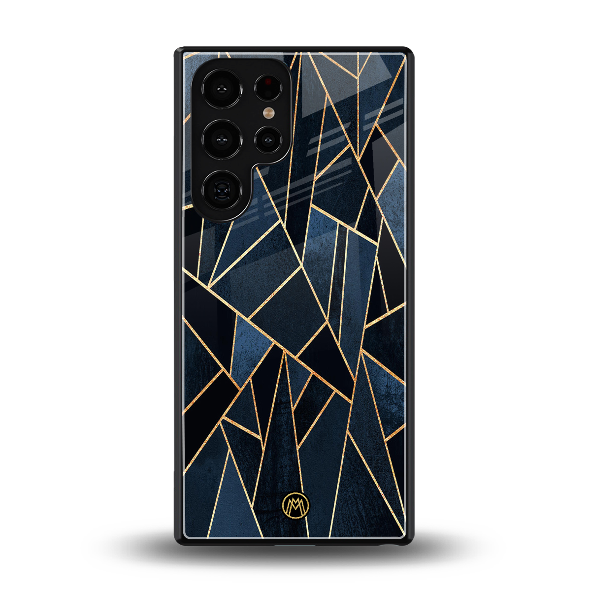elite blue geometric back phone cover | glass case for samsung galaxy s25 ultra