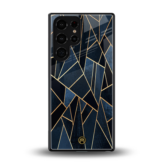 elite blue geometric back phone cover | glass case for samsung galaxy s25 ultra