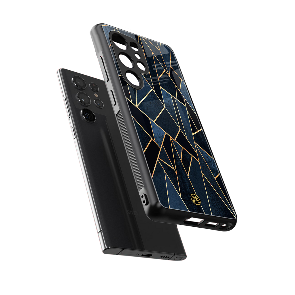 elite blue geometric back phone cover | glass case for samsung galaxy s25 ultra