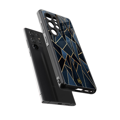 elite blue geometric back phone cover | glass case for samsung galaxy s25 ultra