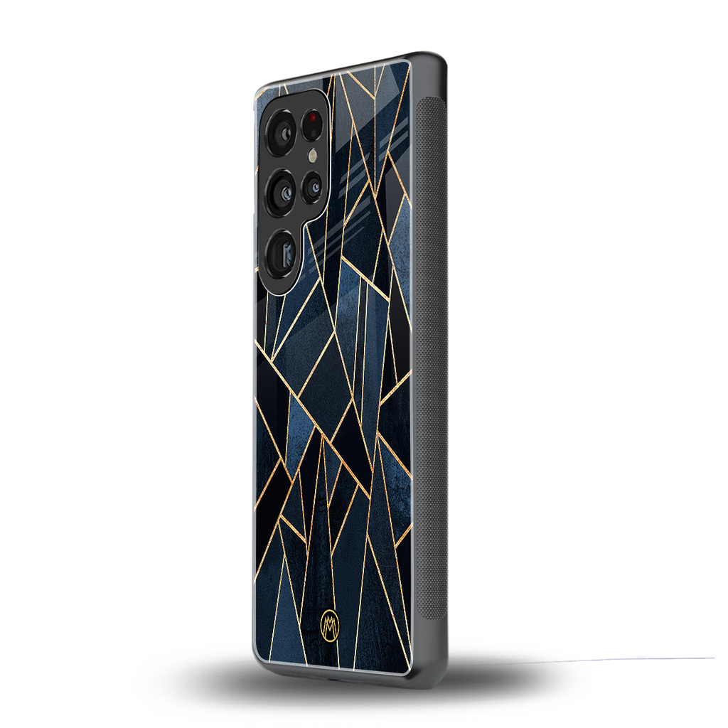 elite blue geometric back phone cover | glass case for samsung galaxy s25 ultra