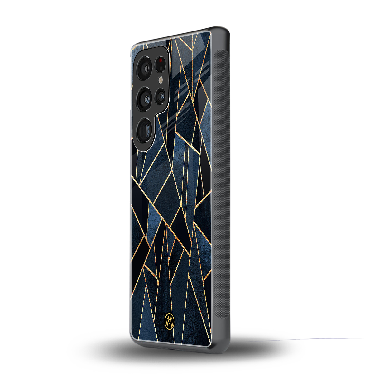 elite blue geometric back phone cover | glass case for samsung galaxy s25 ultra