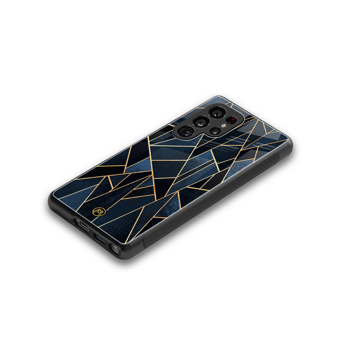 elite blue geometric back phone cover | glass case for samsung galaxy s25 ultra