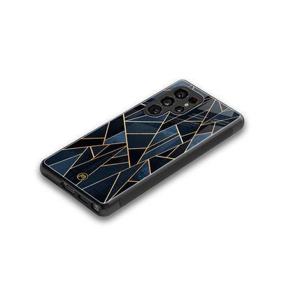 elite blue geometric back phone cover | glass case for samsung galaxy s25 ultra