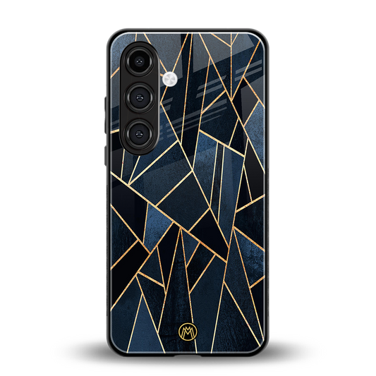 elite blue geometric back phone cover | glass case for samsung galaxy s24 fe