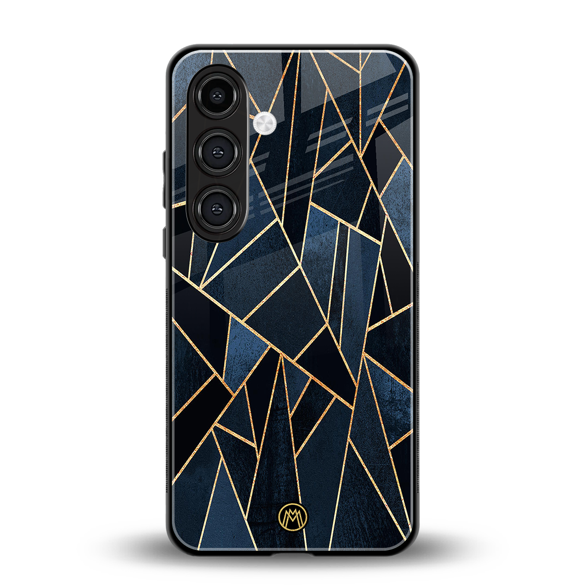 elite blue geometric back phone cover | glass case for samsung galaxy s24 plus