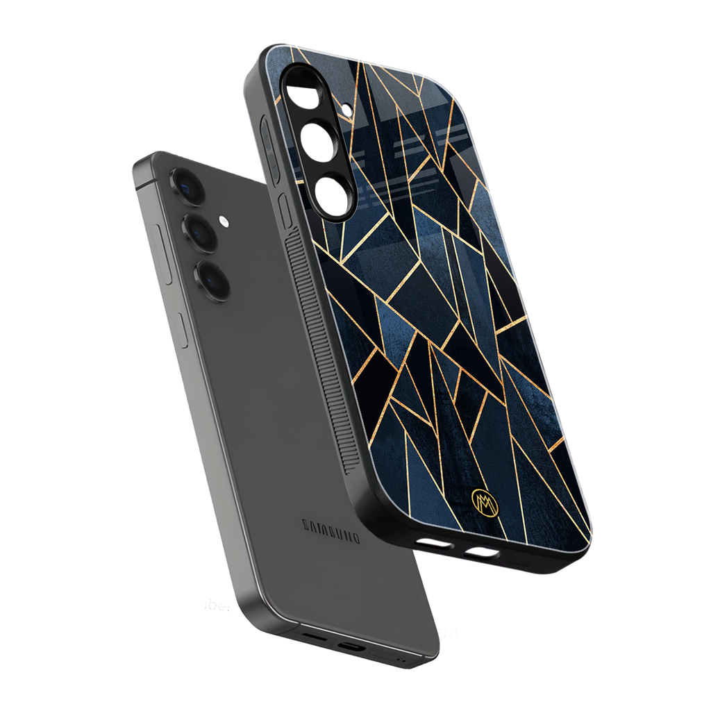 elite blue geometric back phone cover | glass case for samsung galaxy s24 fe