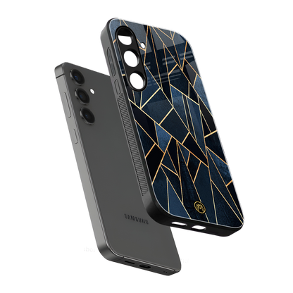 elite blue geometric back phone cover | glass case for samsung galaxy s24 fe