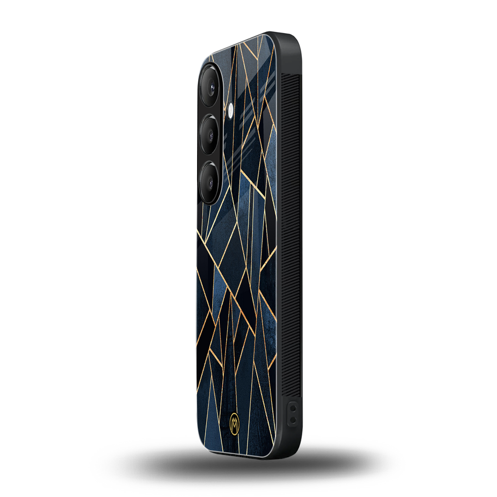 elite blue geometric back phone cover | glass case for samsung galaxy s25 plus