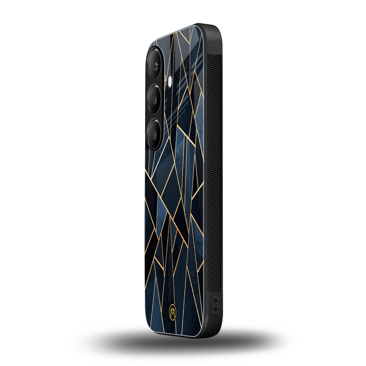 elite blue geometric back phone cover | glass case for samsung galaxy s25 plus
