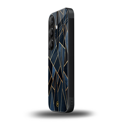 elite blue geometric back phone cover | glass case for samsung galaxy s24 fe