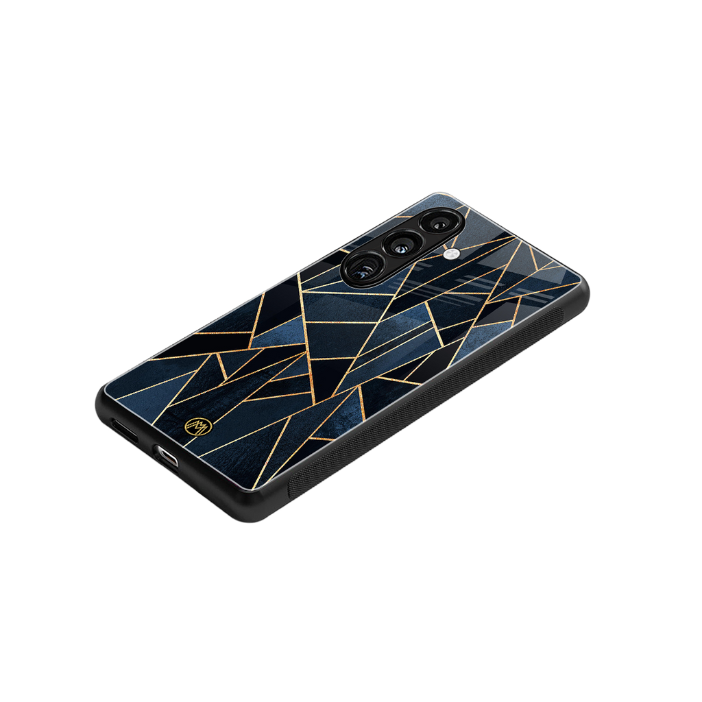 elite blue geometric back phone cover | glass case for samsung galaxy s23
