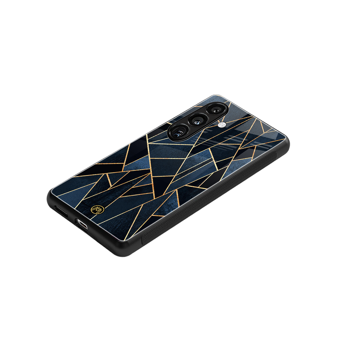 elite blue geometric back phone cover | glass case for samsung galaxy s24 plus