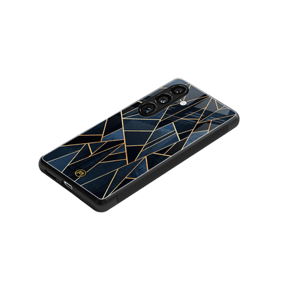elite blue geometric back phone cover | glass case for samsung galaxy s24 fe