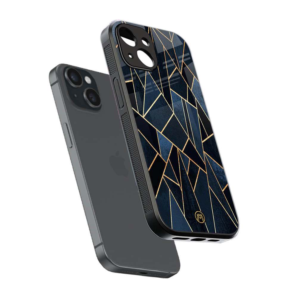 elite blue geometric back phone cover | glass case for iphone 15