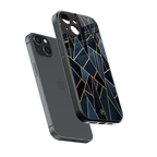 elite blue geometric back phone cover | glass case for iphone 15