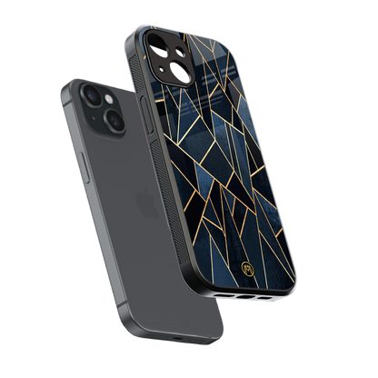 elite blue geometric back phone cover | glass case for iphone 15
