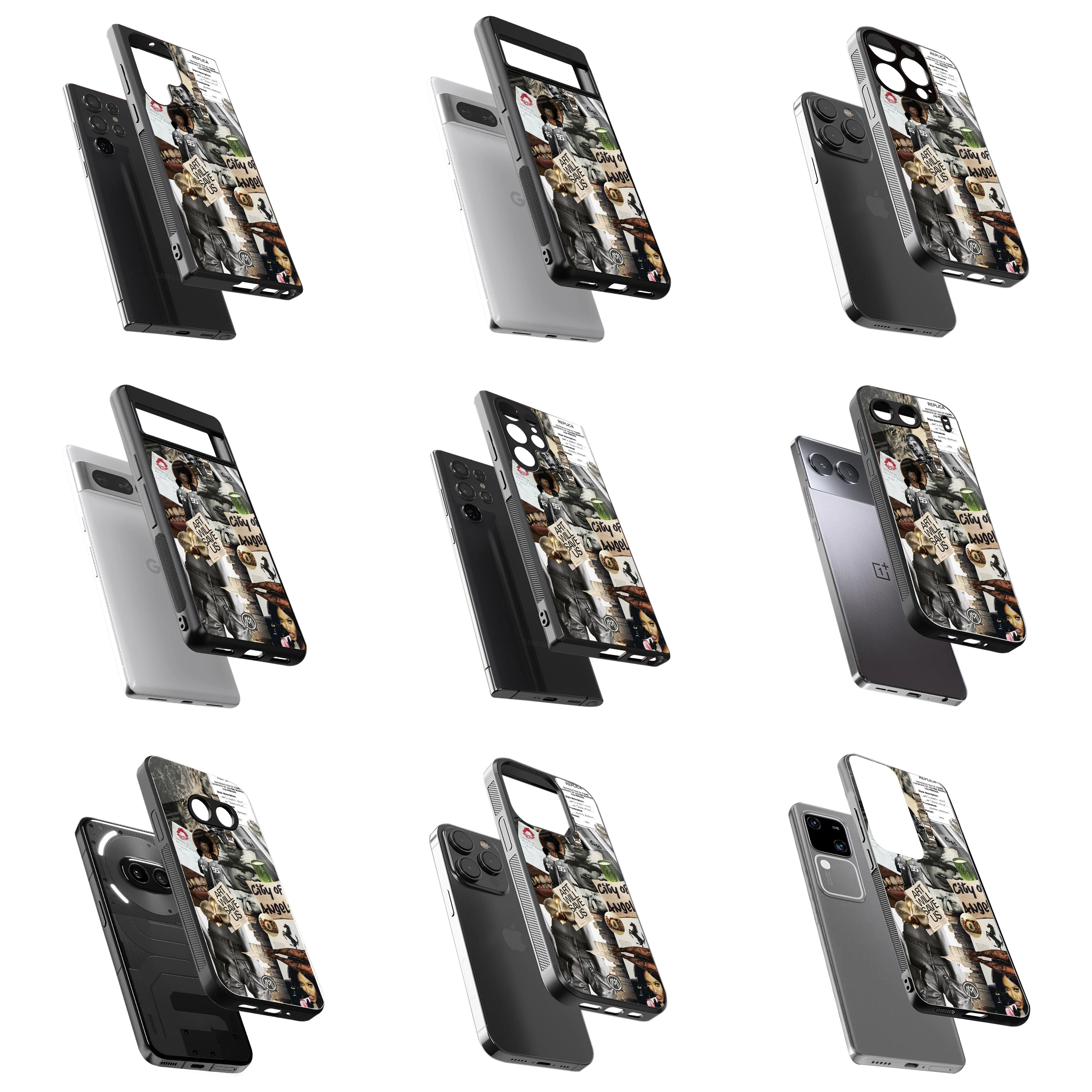 Durable Glass Back Mobile Case for iPhone, Samsung, OnePlus, Google Pixel, Redmi, Vivo, Oppo