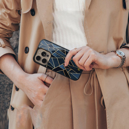 elite blue geometric back phone cover | glass case for google pixel 9 pro xl