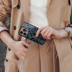 elite blue geometric back phone cover | glass case for samsung galaxy s23