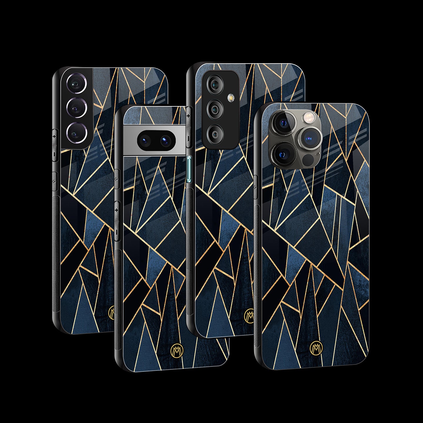 Elite Blue Geometric Phone Cover | Glass Case