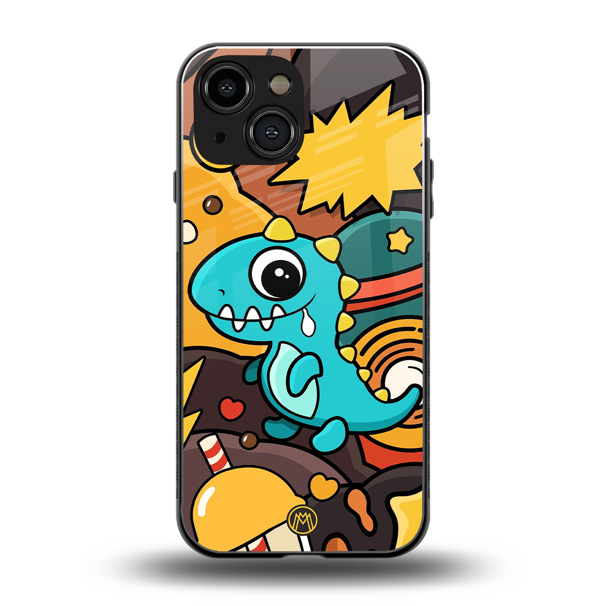 emerald green dinosaur back phone cover | glass case for iphone 13 mini
