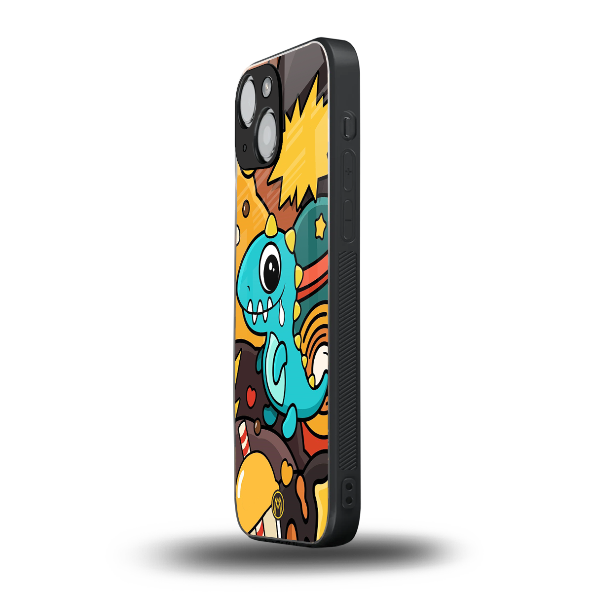 emerald green dinosaur back phone cover | glass case for iphone 13 mini