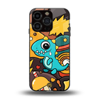 emerald green dinosaur back phone cover | glass case for iphone 13 pro
