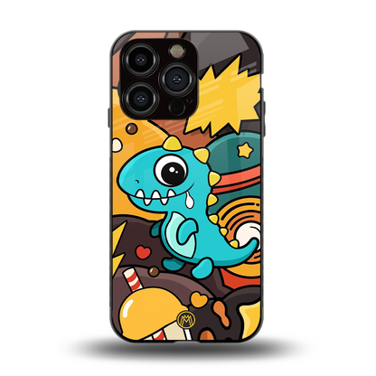 emerald green dinosaur back phone cover | glass case for iphone 13 pro