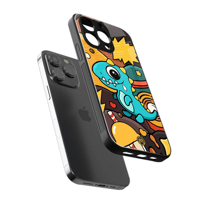 emerald green dinosaur back phone cover | glass case for iphone 13 pro
