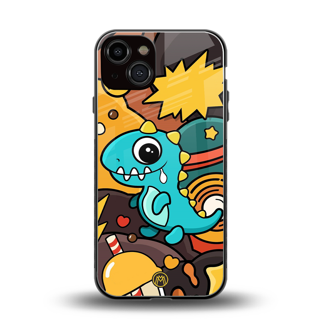 emerald green dinosaur back phone cover | glass case for iphone 13