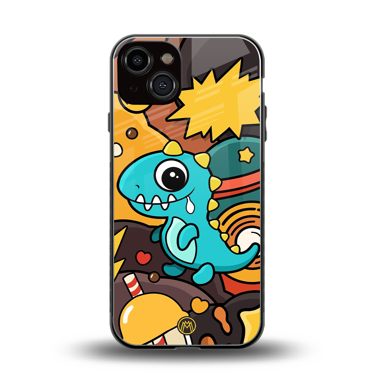 emerald green dinosaur back phone cover | glass case for iphone 13
