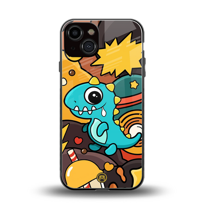 emerald green dinosaur back phone cover | glass case for iphone 13