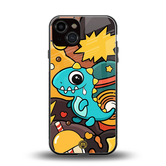 emerald green dinosaur back phone cover | glass case for iphone 13