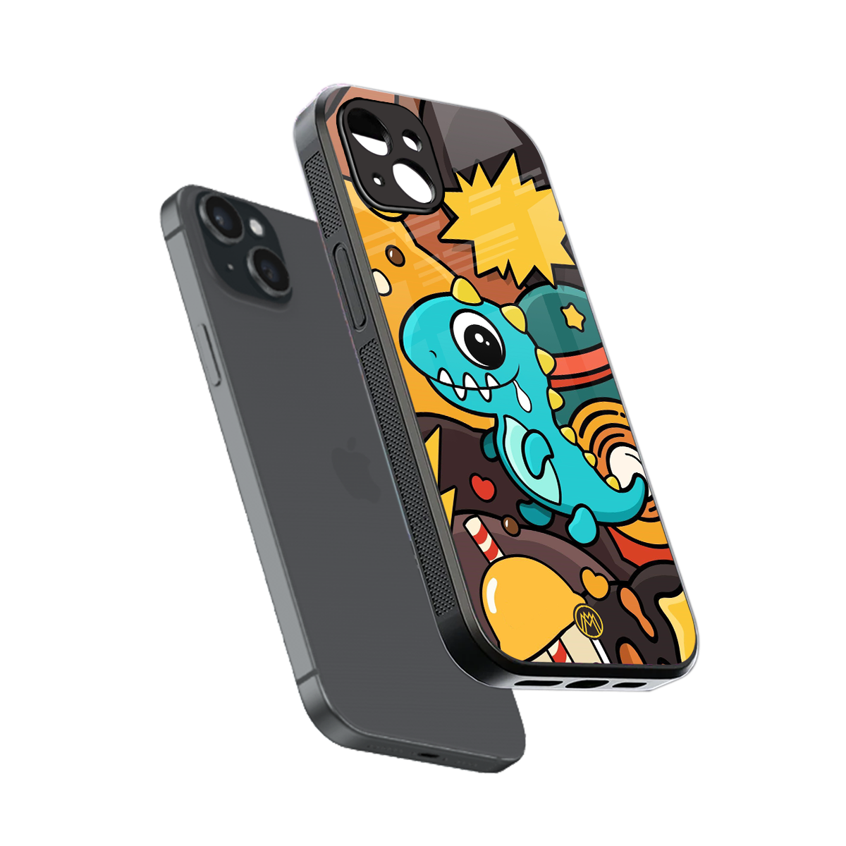 emerald green dinosaur back phone cover | glass case for iphone 14 plus