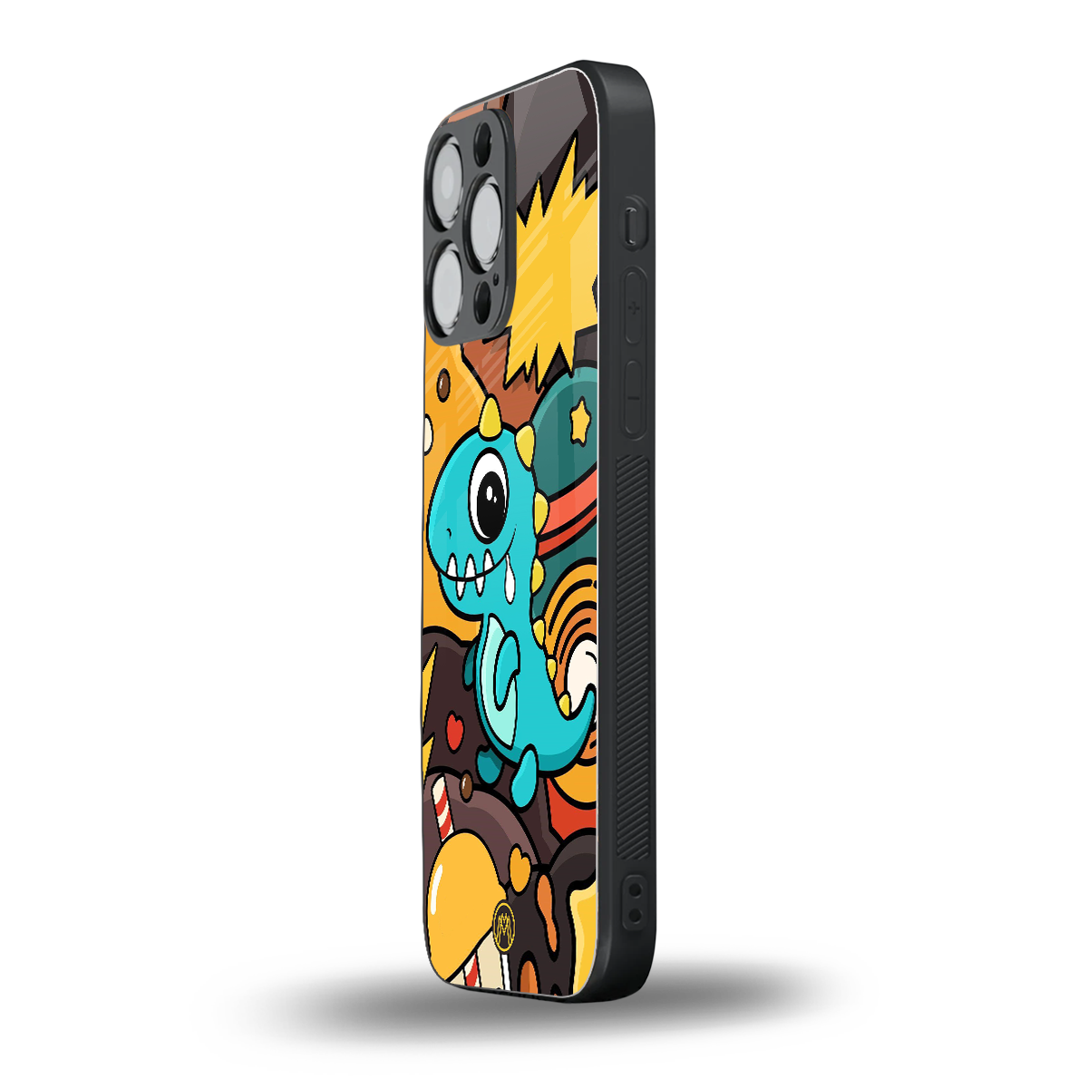 emerald green dinosaur back phone cover | glass case for iphone 14 pro max