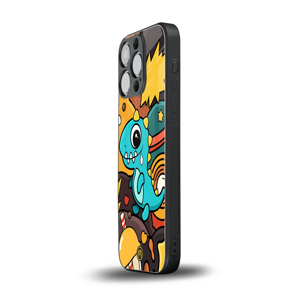 emerald green dinosaur back phone cover | glass case for iphone 15 pro